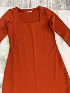 Chic Orange Midi Dress