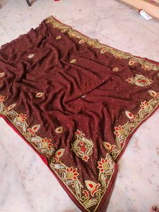 daimond work Georgette saree with blouse 😍