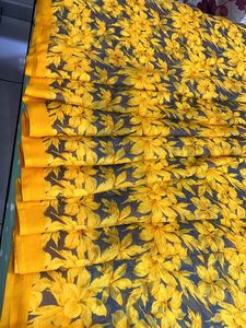 Floral Yellow Classy Chiffon Saree