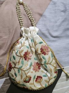 Floral Embroidered Potli Bag