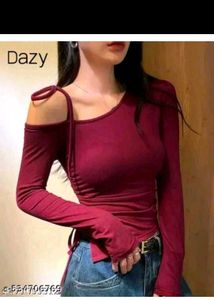 Burgundy Tie-Shoulder Top