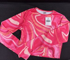 Abstract Pink Crop Top