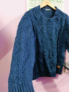 Blue Cable Knit Sweater