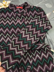 Patterned Knit Coat