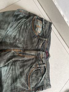 Men Denim Cargo Look Olive Colour