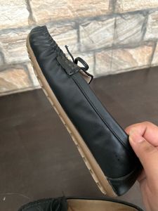 Black Faux Leather Loafers with Bow