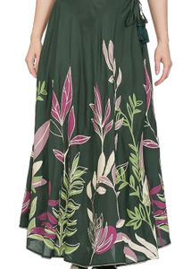 Olive Green Skirt With Floral Design XL