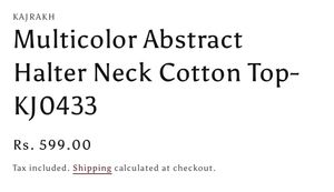 Kajrakh Multicolor Abstract Halter Neck Cotton Top