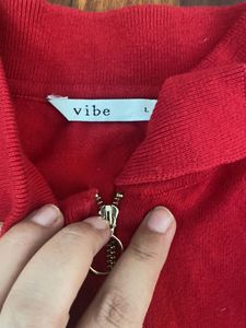 Red Quarter-Zip Sweater