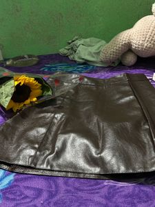 Brown Faux Leather Mini Skirt