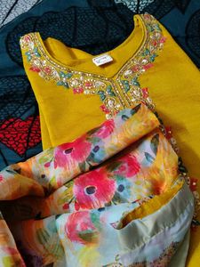 Brand New Mustard Chiffon Suit (Not Used)