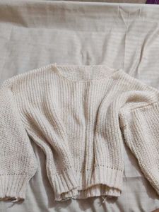 Cream Knit Cropped Sweater