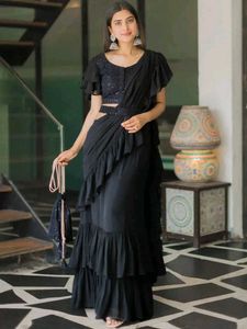 Elegant Black Saree Ready To Wear