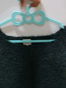 Black Furr Korean Crop Top