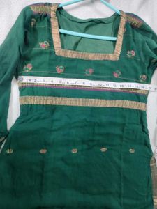 Dark Green Woven Pure South Cotton Kurta Set
