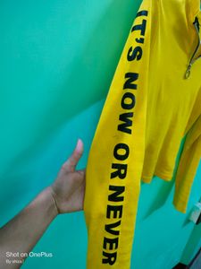 Beutiful Full Sleeves High Neck Top In Lemon Yello
