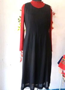 2 piece Chic Black Midi Slip Dress