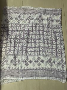 Purple &amp; White Printed Kurta Set