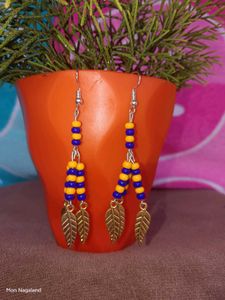 Handmade Beaded Leaf Dangle Earrings