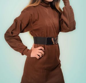 Brown Turtleneck Dress