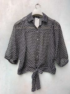 New With Tag Dotted Bow Frill Shirt