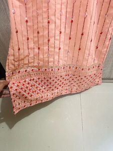 Peach Embroidered Kurta