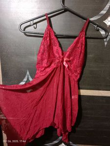 Maroon Lace Babydoll Lingerie