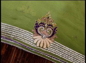 Green Festive Saree-Intricate Designed With Blouse