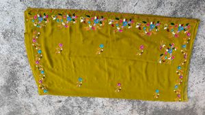 Mustard Yellow Georgette Saree hend work