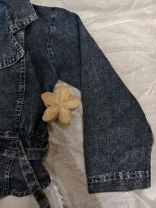 Denim Jacket with Tie Waist