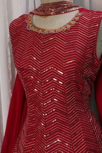 Red Embroidered Kurta/Sharara Set