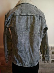 Fuzzy Denim Jacket Size Small Unisex