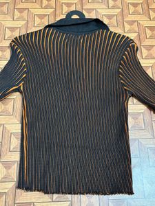 Striped Polo Crop Top