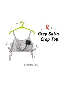 Grey Satin Crop Top 🩶
