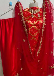 Combo Very Beautiful red Brocade Wedding Suit Fabr