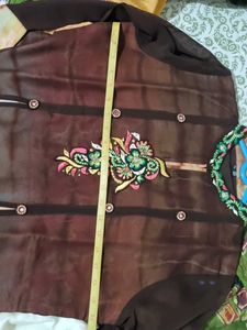 Brown Synthetic Party Wear Kurta