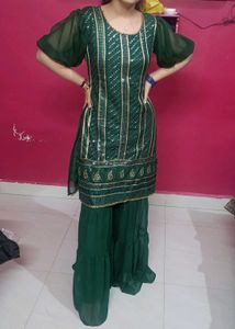 3 Pieces Green Garara Suit