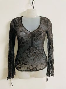 Y2k Lace Top Brown