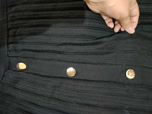 Black Button-Front Midi Skirt