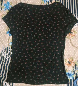 Cute Black Floral Top For Women