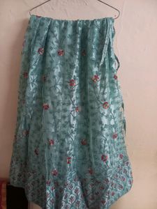 Beautiful Embroidered Cyan Lehenga