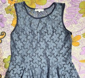 Glamorous Blue Net Cutout Floral Dress