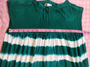 Green &amp; White Striped Maxi Dress