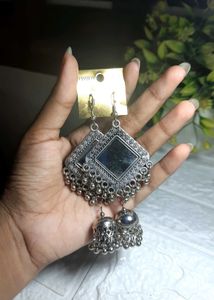 Mirror Jhumka Earrings