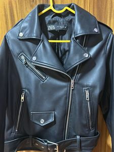 Zara Black Faux Leather Moto Jacket