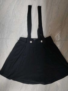 Black Solid Dangri Short Skirt
