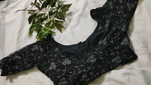 Black Blouse With Silver Designs