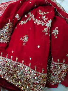 red ♥️ zardozi aari  vintage heavy work saree 😍
