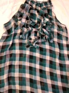Halter Ruffled Plaid Beautiful Top