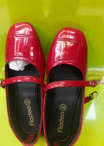 Red Marry Jane Flats